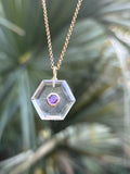 Clear Quartz + Amethyst Pendulum Necklace — Two-in-One Sacred Adornment