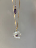 Clear Quartz + Amethyst Pendulum Necklace — Two-in-One Sacred Adornment