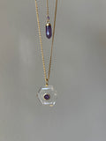 Clear Quartz + Amethyst Pendulum Necklace — Two-in-One Sacred Adornment