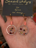 Navaratna Gemstone Earrings – Nine Planetary Stones in Sterling Silver & 14K Gold-Fill