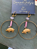 Year of the Pig Hoops | Rose Quartz + Rhodonite