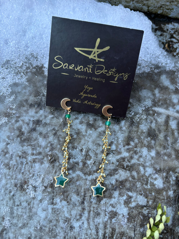 Peridot + Green Onyx Stars for Mercury