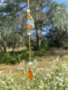 Cosmic Raw Opal + Carnelian Two-in-One Pendulum