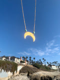 Lapis Lazuli + Quartz Crystal Crescent Moon 2-in-1 Pendulum Necklace